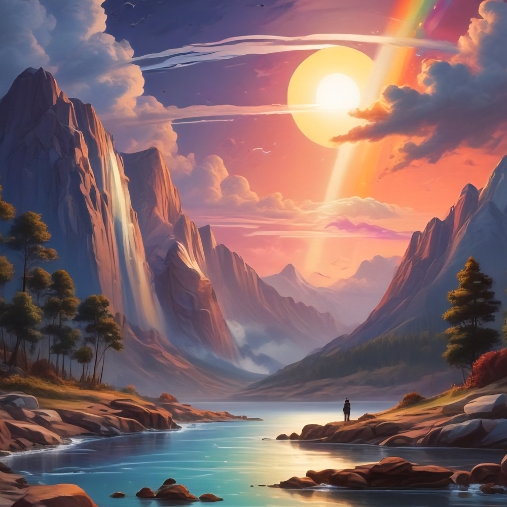 Sunset Mountain Landscape Art Print